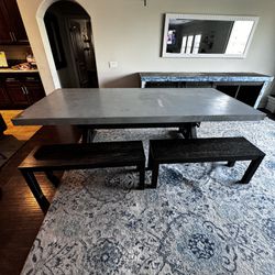 9’x4’ Stainless Steel Top Dining Table w/Benches