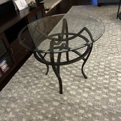 Round Glass top End Table