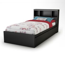 Twin Bed with Storage/dark gray