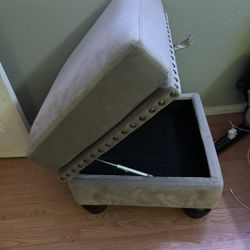 Gray Velvet Storage Stool New