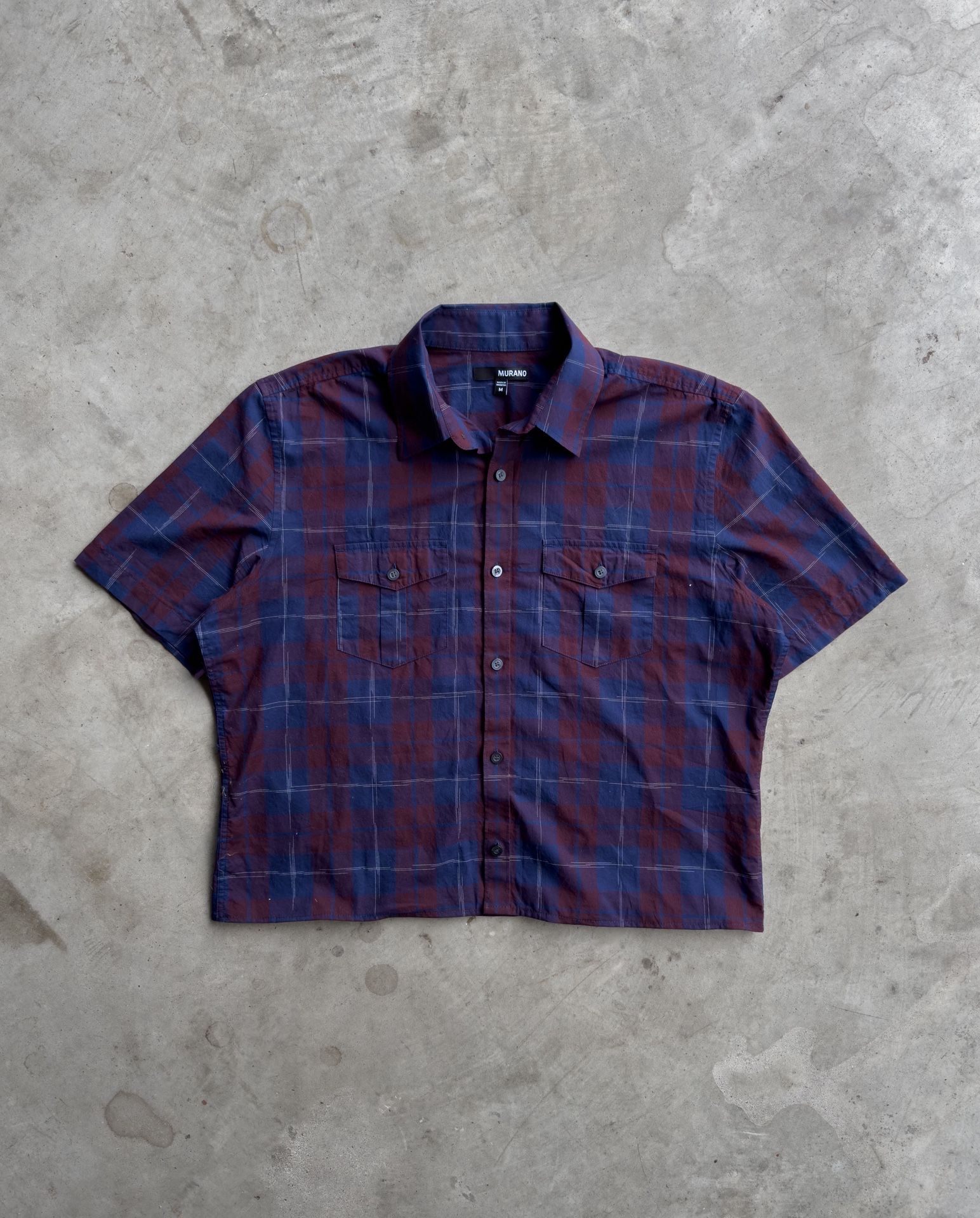 Vintage Cropped Plaid Button Down Shirt - S