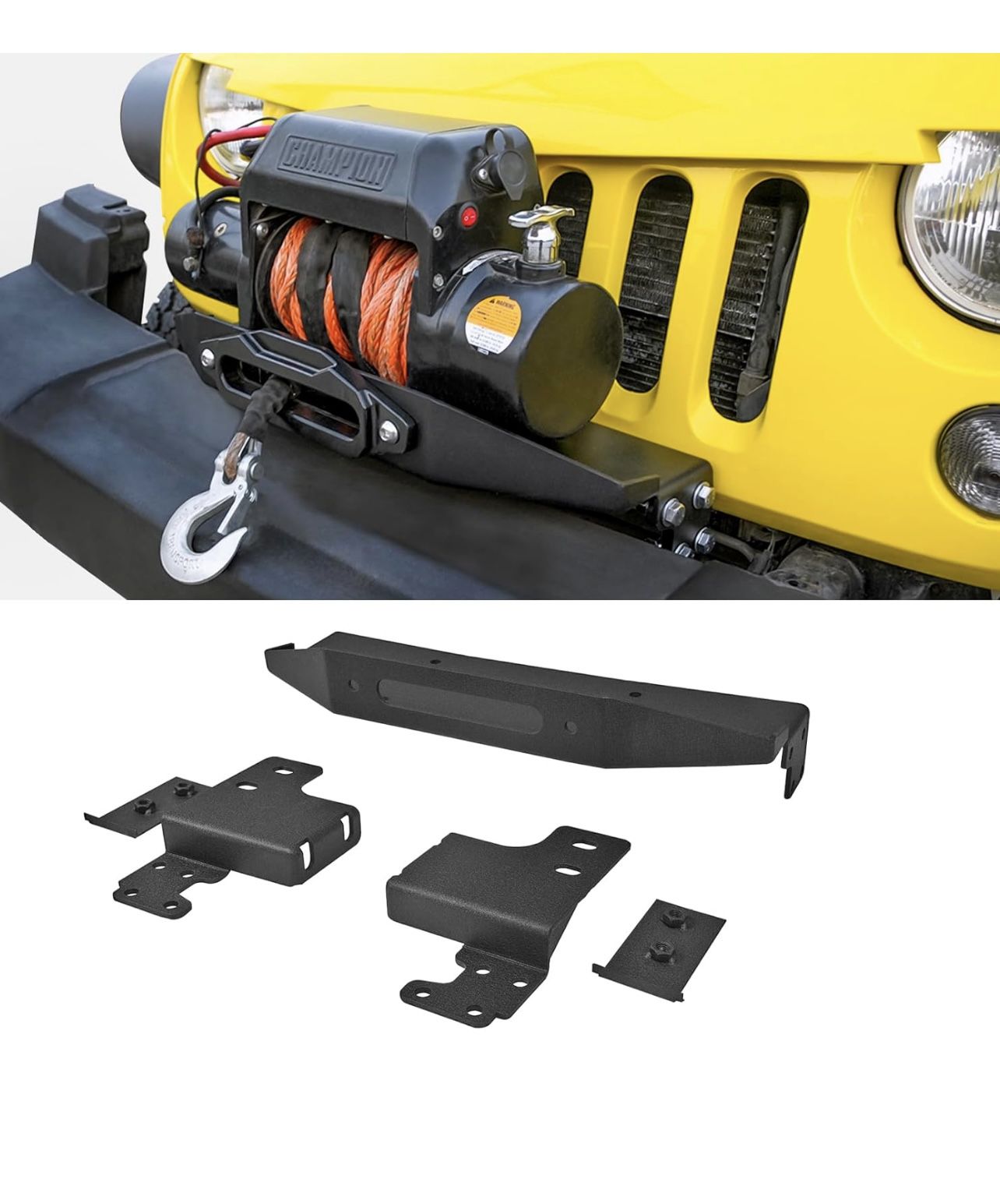 EAG Raised Winch Mounting Plate for OE Factory Bumper Compatible with 07-18 Wrangler JK