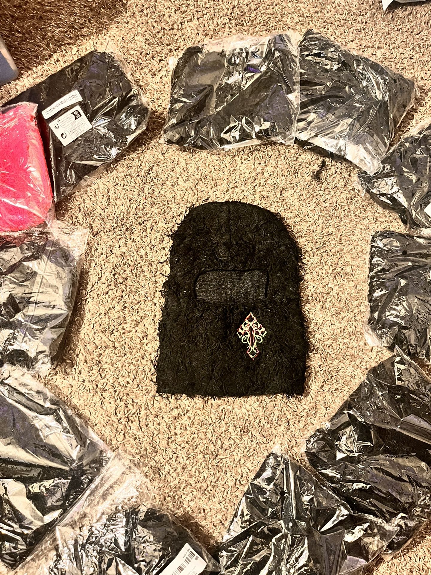 Ski Mask With Cross Black