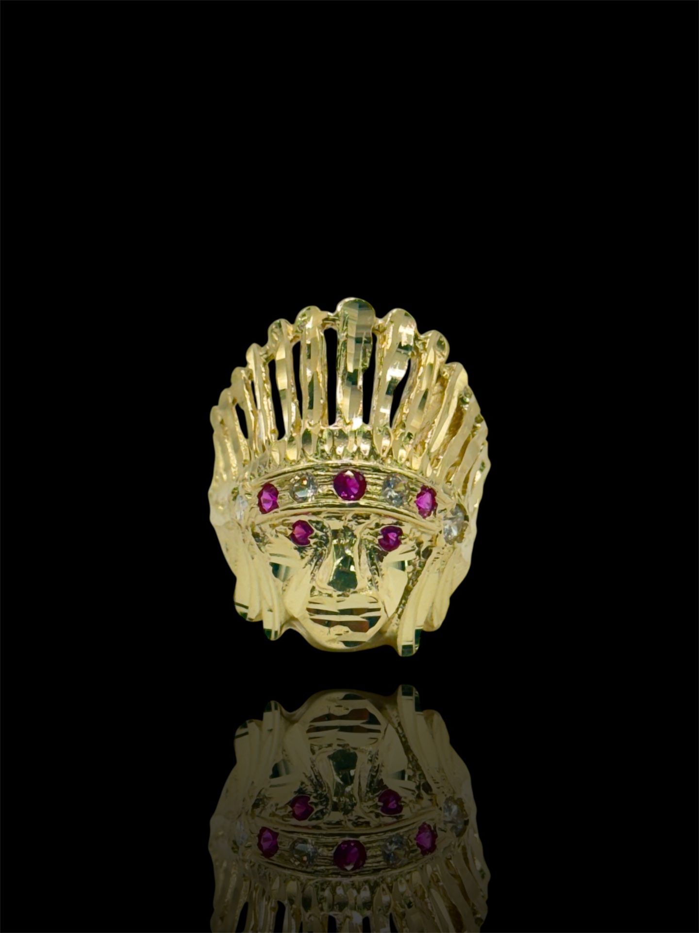 14K ANILLO DE INDIO APACHE CON PIEDRAS