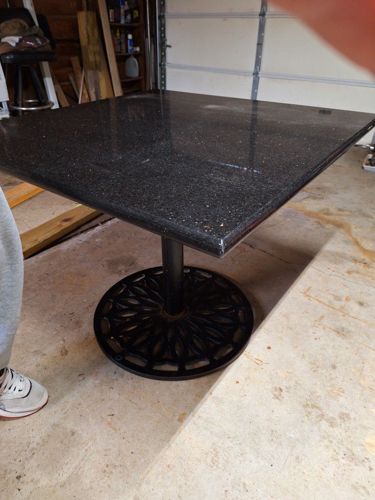 Very Nice Granite Or Marble Table With Iron Base