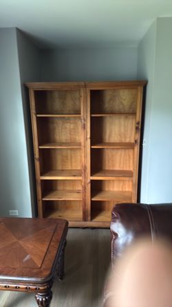 Solid Wood Bookcase Shelving Unit Pair