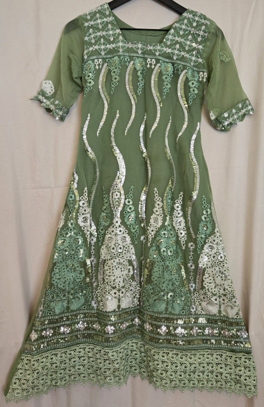 Sea Green Embroidered Dress