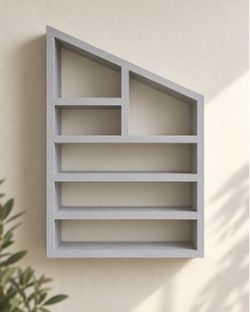 Gray Geometric Wall Shelf / Hanging Display Shelf