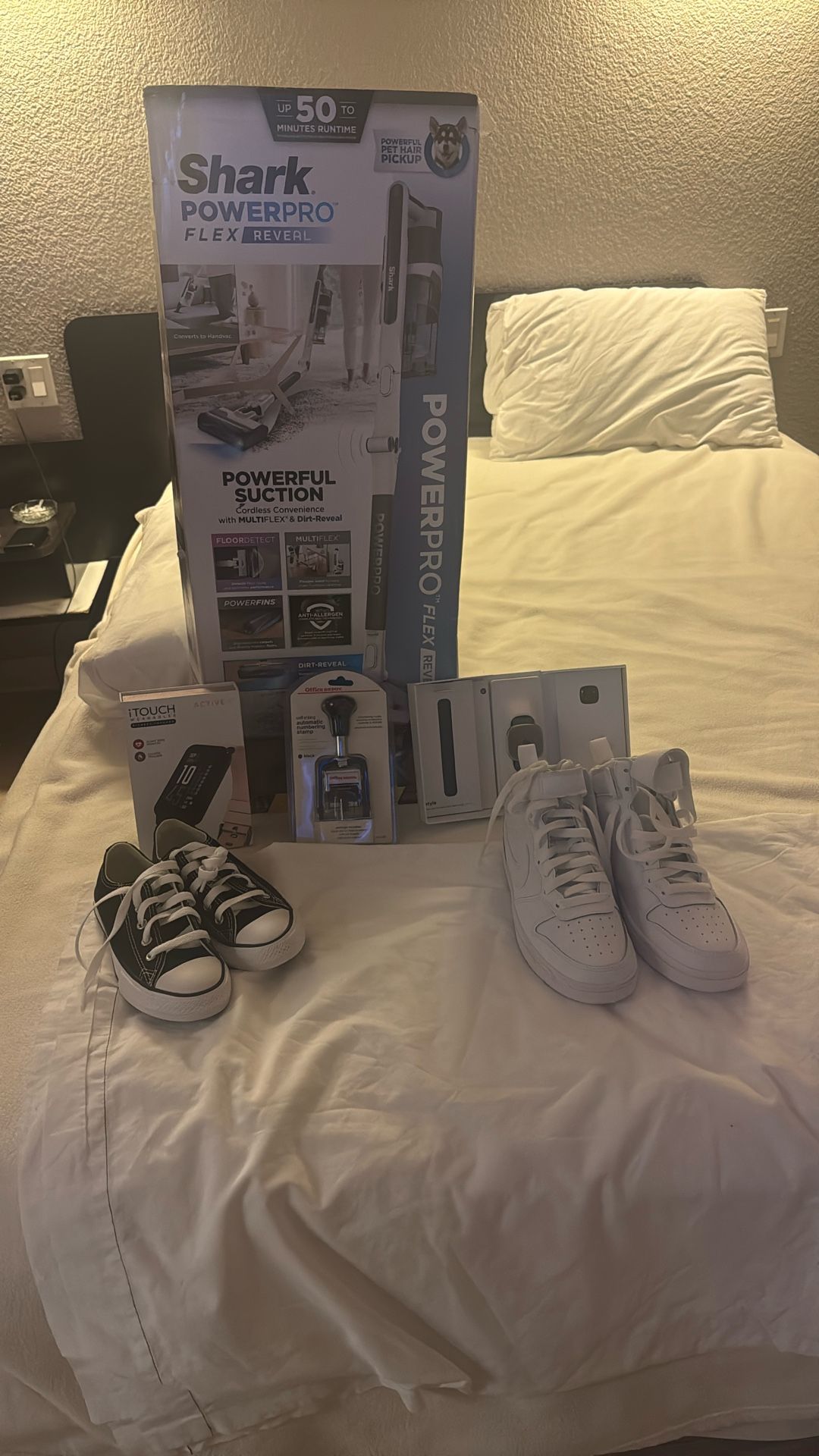 Christmas Package!!! Shark Vacuum ,automatic Numbering Stamp,Active 4 I Touch Wearables,google Style Fitbit 4 , Kid Size 12 Chuck Taylor’s ,Nike Shoe 