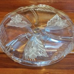 MIKASA CRYSTAL "SATIN ORCHID" FOOTED CAKE PLATE 14 1/2