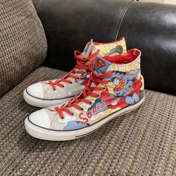 Size 11 Superman Convers, All Star Chuck Taylor Shoes.