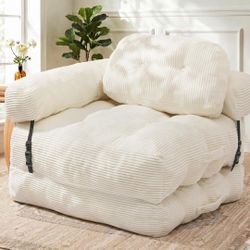 Folding Sofa Bed Convertible Futon Couch Sleeper Chair Corduroy Floor Sofa Beige
