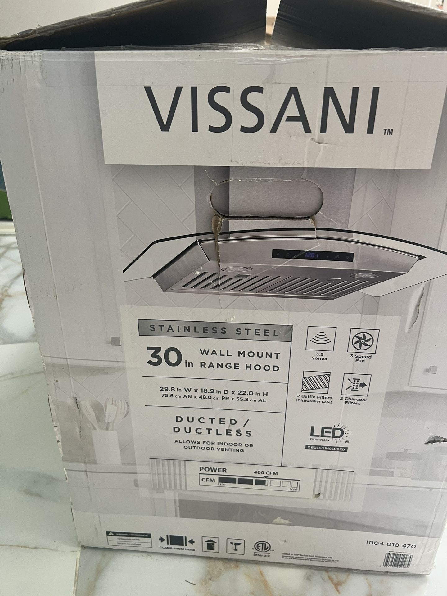 Vissani Range Hood Wall Mount 30”