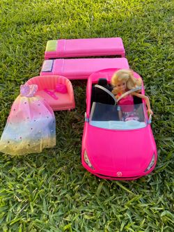 Barbie Doll Barbie Pink Convertible Car & Other Doll Accessories