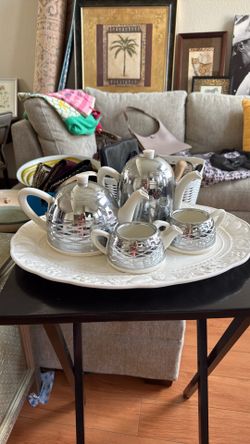 Antique English Deco 4 piece Tea Set Stamped