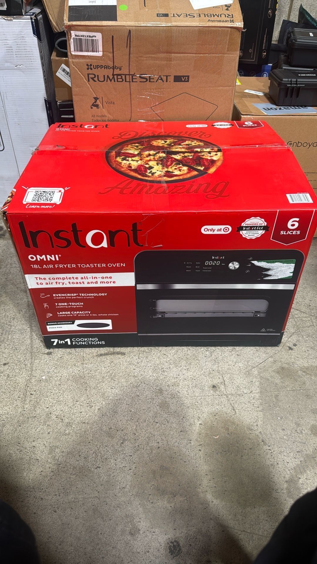 Instant Pot Omni 19QT/18L Toaster Oven Air Fryer, 7-in-1 Functions, Fits 12" Pizza, Crisps, Broils, Bakes, Roasts, Toasts, Warms, Convection, 100+ In-