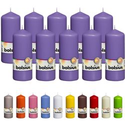 BOLSIUS 10 Purple Pillar Candles - 2.25 x 6 Inches - Premium European Quality - Individually Wrapped - 42 Hours Burn Time - Dripless Smokeless Unscent