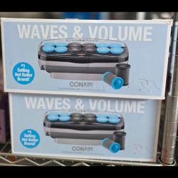 Conair Professional Jumbo and Super-Jumbo Ceramic Hot Hair Rollers, 12 Piece Set, Blue