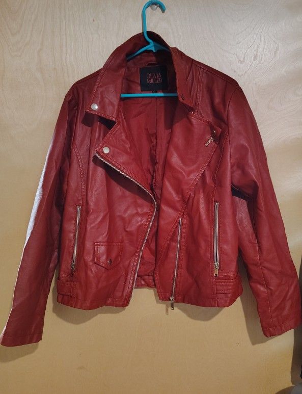 Red Faux Leather Jacket