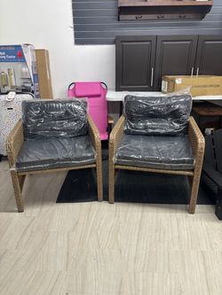 Wicker 2 Piece Outdoor Chairs