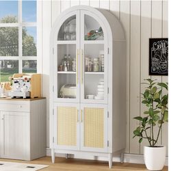 71" Arched Storage Cabinet - White