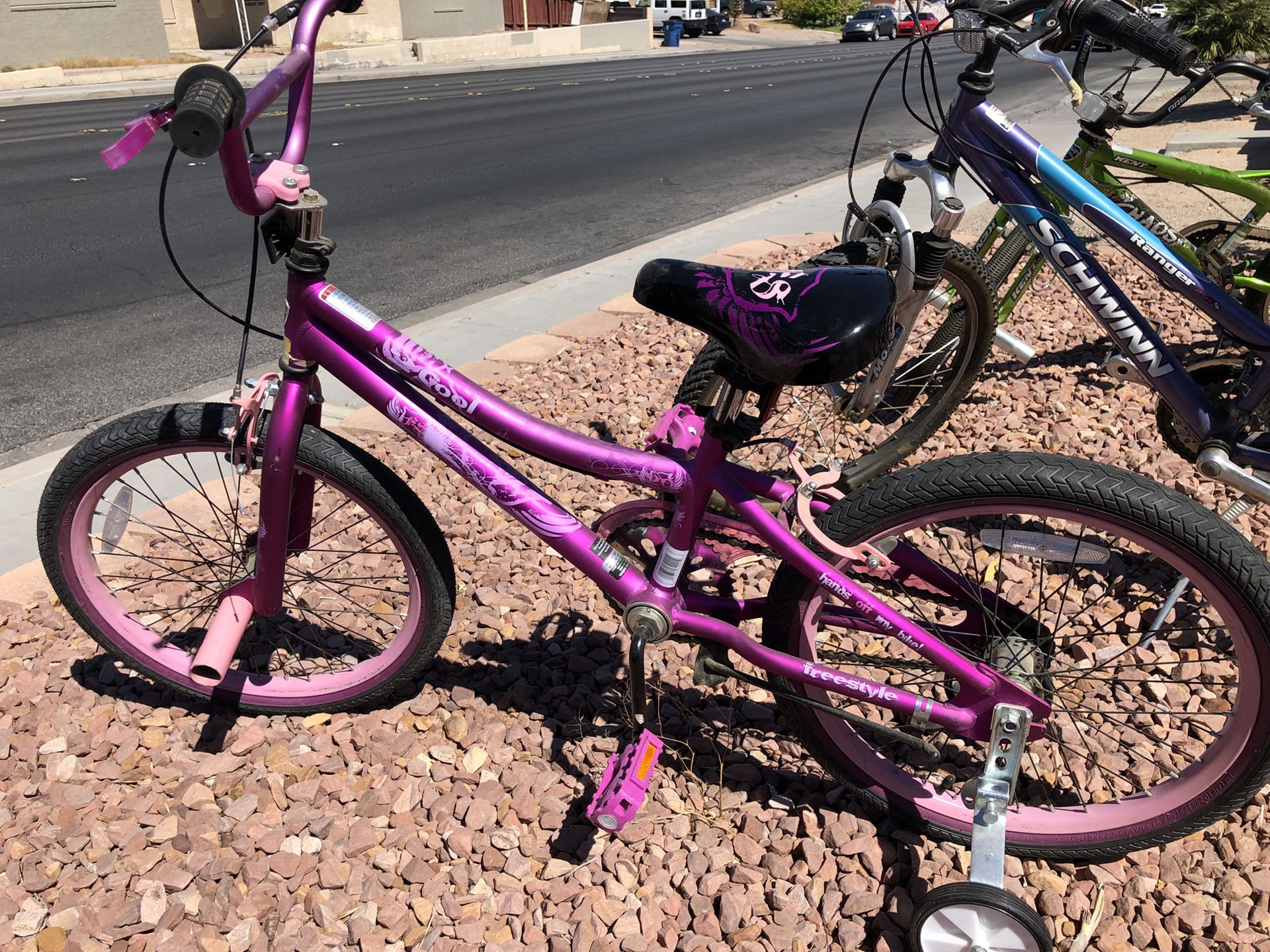 Girls bike 30.00 dlls but you have to put air in tires. Great condition.