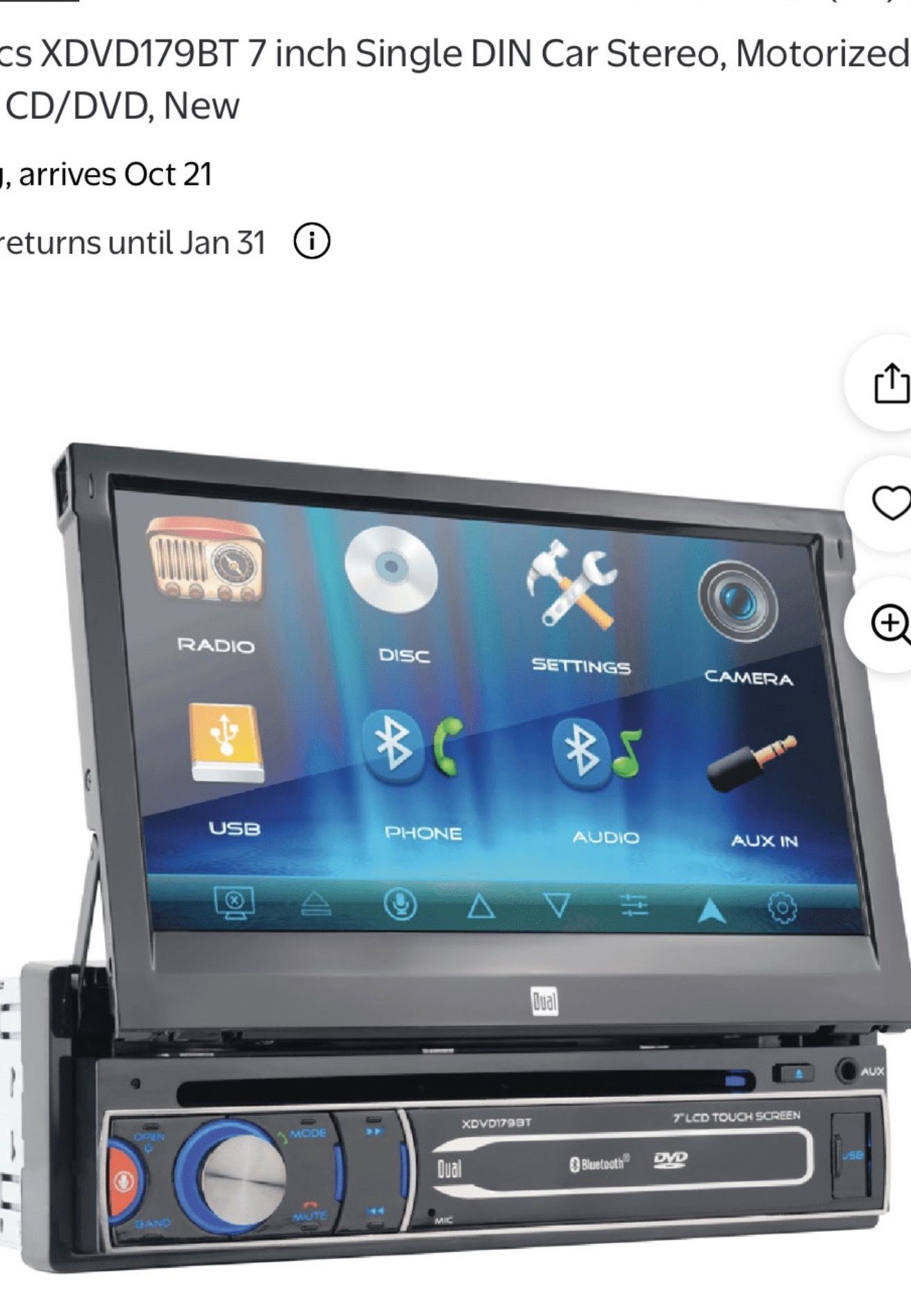 Dual Electronics XDVD179BT 7 inch Single