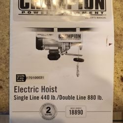 Champion Brand Electric Hoist New