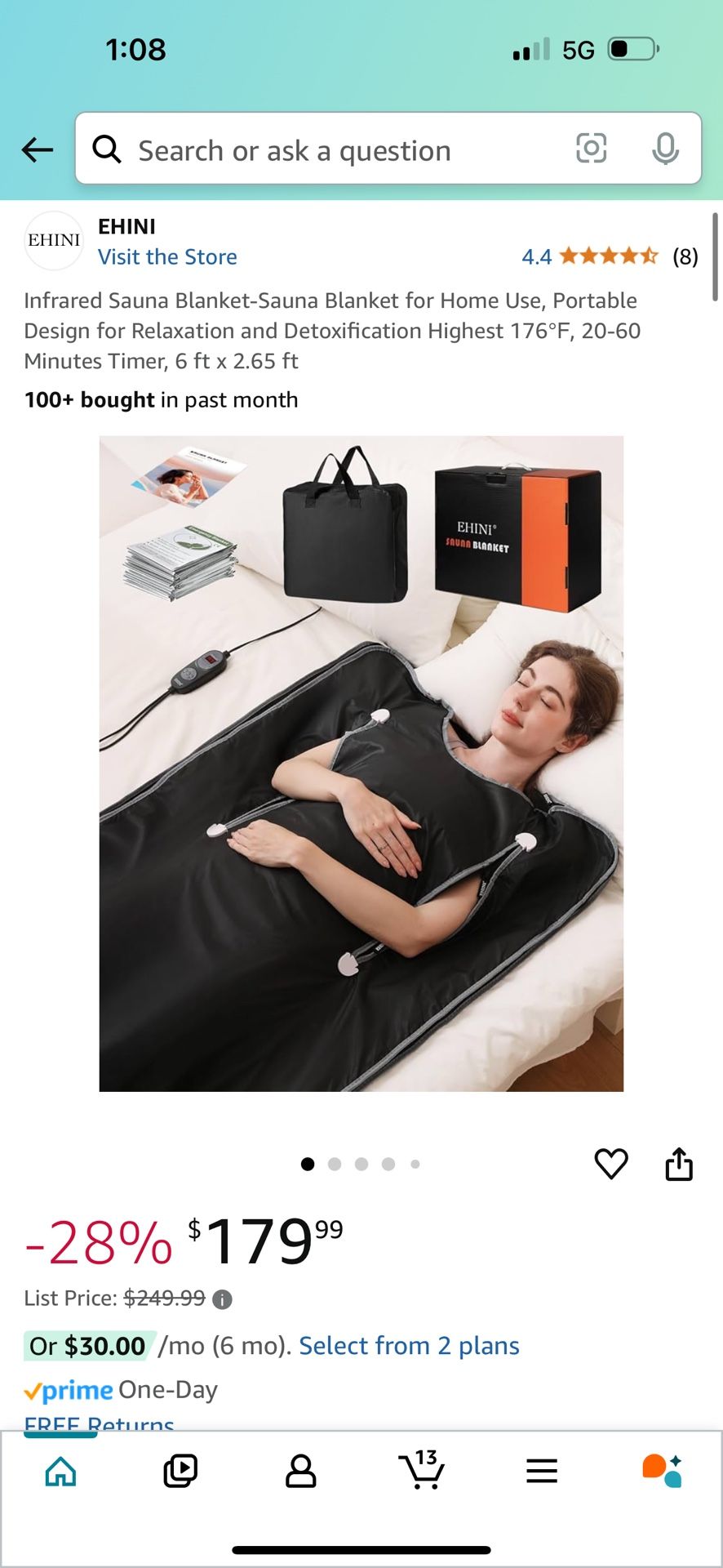 Ehini Infrared Sauna Blanket NEW Open Box 6’x2.65’