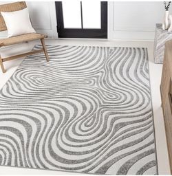 Area Rug- Grey/ivory, Abstract Striped