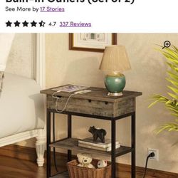 End table set with Built in outlets