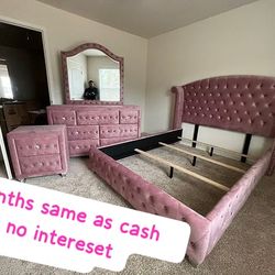 $49 Down finance Bedroom Set Queen Bed King Bed chest and mattres Bunk Bed vanity set