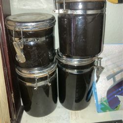 Four containers, flour, salt, baking soda, whenever