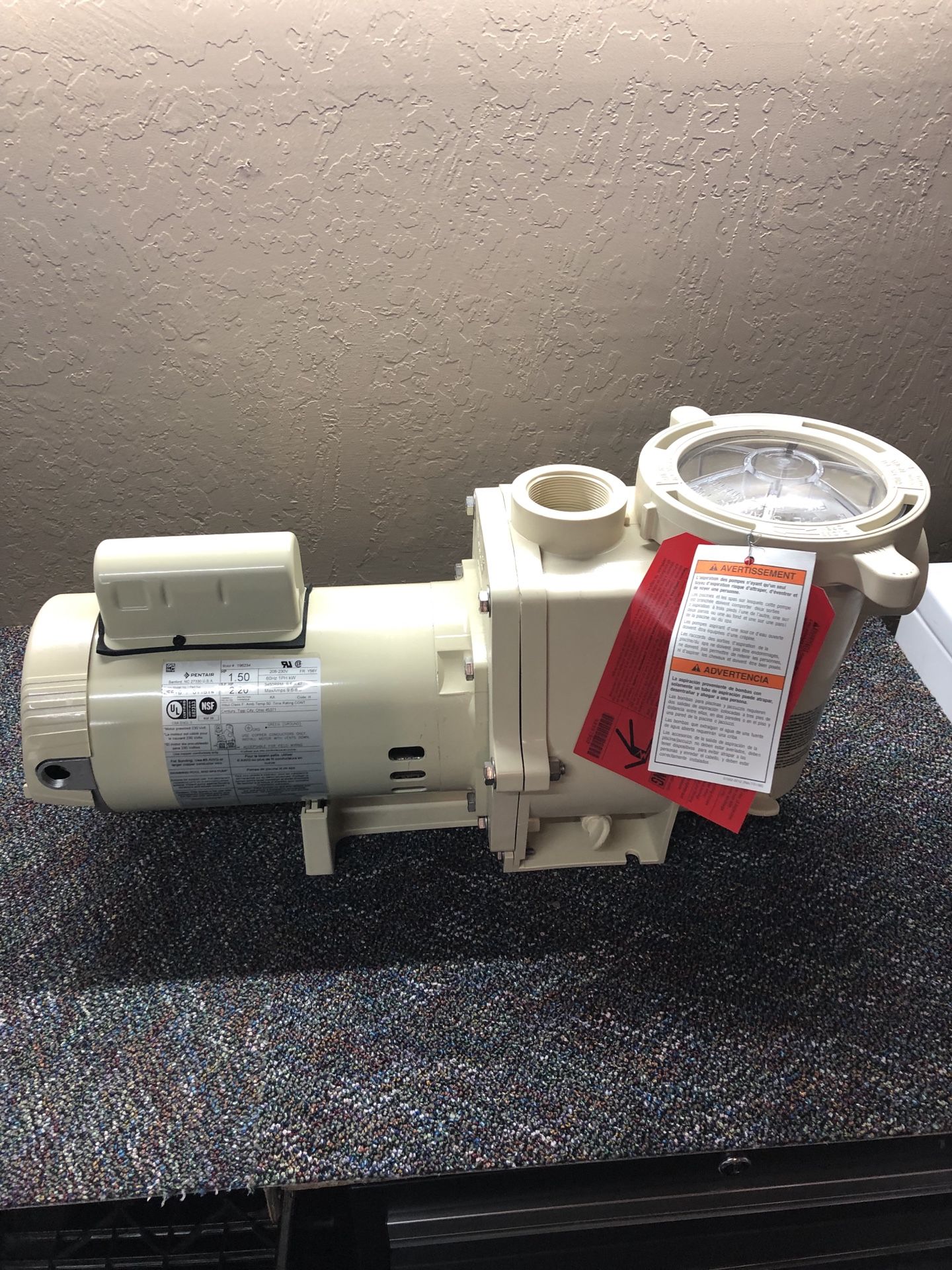 NEW Swimming Pool Pump-Pentair 011514 WhisperFlo High Performance Energy Efficient Single Speed Full Rated Pool Pump