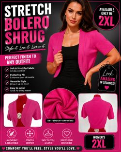 💖 Jessica Howard Women’s Pink Bolero Shrug – Brand New with Tags – Size 2XL Only! 💖