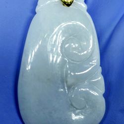 Burmese icy type A jadeite jade pendant lucky Ruyi.