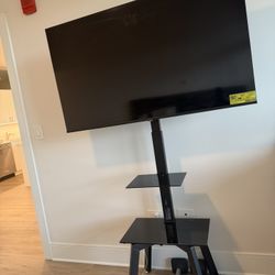 Black TV Stand with Shelves