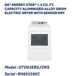 GE® ENERGY STAR® 7.4 CU. FT. CAPACITY ALUMINIZED ALLOY DRUM ELECTRIC DRYER WITH SENSOR DRY