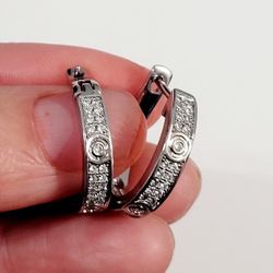 Best Quality Silver Women's  Love Hoops Earrings Gift