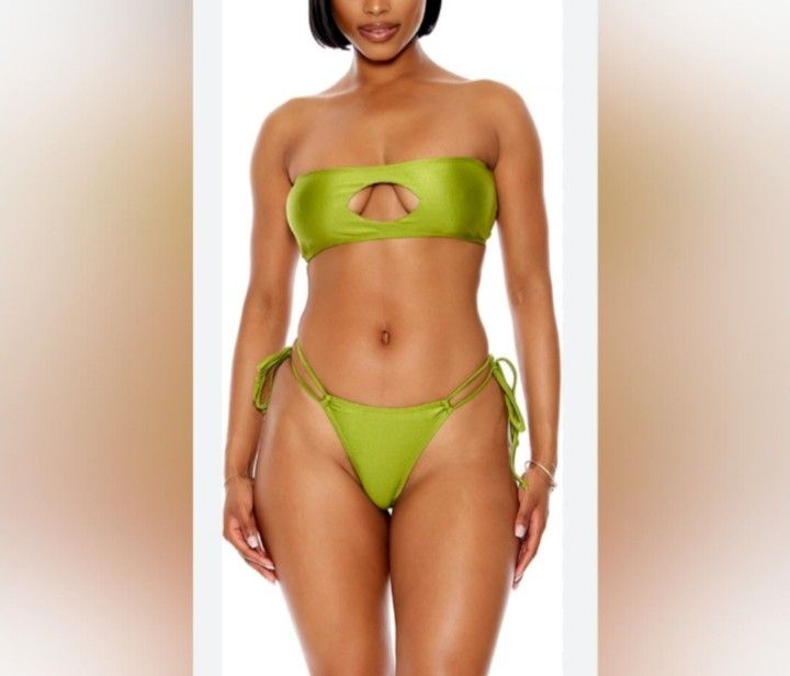 NWT Cancun Bikini Set by Forplay Women's Size Large Color Moss