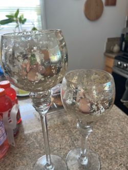 Mercury Glass Candle Holders Set of 2