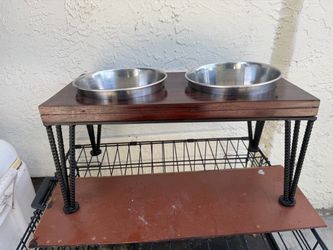 Stainless steel Elevated Dog Bowl Stand with Two Stainless Steel Bowls
