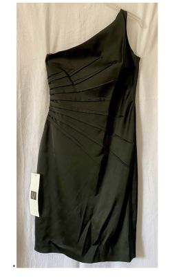 DAVID MEISTER One Shoulder Pleated Rushed Satin Cocktail Dress - Size 4 NWT 