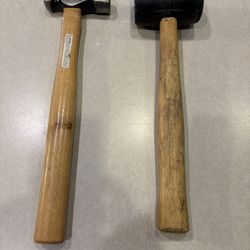 Set of 2 (1-Ball Point Hammer 4”x14”; 1-Rubber Mallet 4”x13 1/2” L