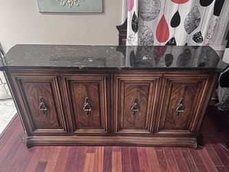 Marble Top Credenza Sideboard Media Cabinet Dresser