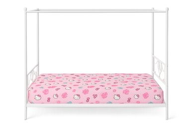 Twin White Canopy Bed Frame + Free Mattress - $100 OBO