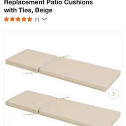 Outsunny 2 Patio Chaise Lounge Chair Cushions with Backrests, Replacement Patio Cushions with Ties, Beige
