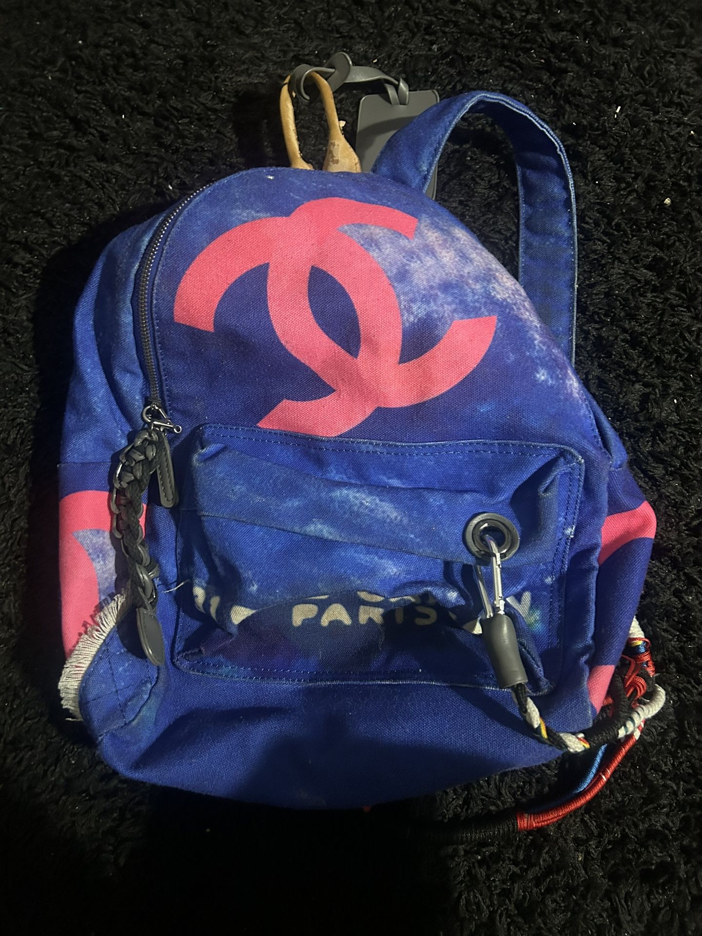 Pink and Blue Chanel backpack