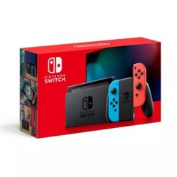 Nintendo Switch with Neon Blue and Neon Red 