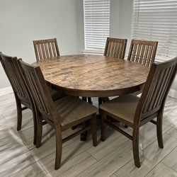 Farm House Dining Table With 6 Chairs 